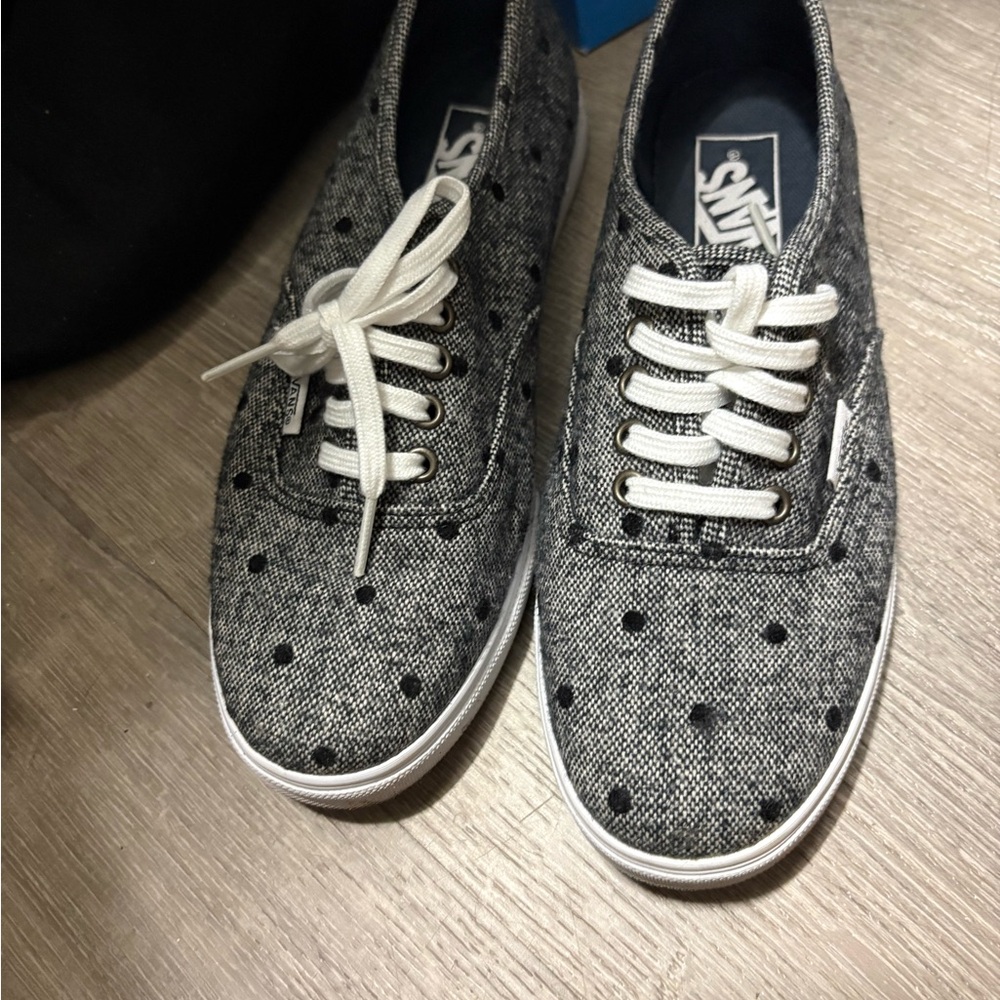 Vans Gray Polka Dot Canvas Low-Top Sneakers